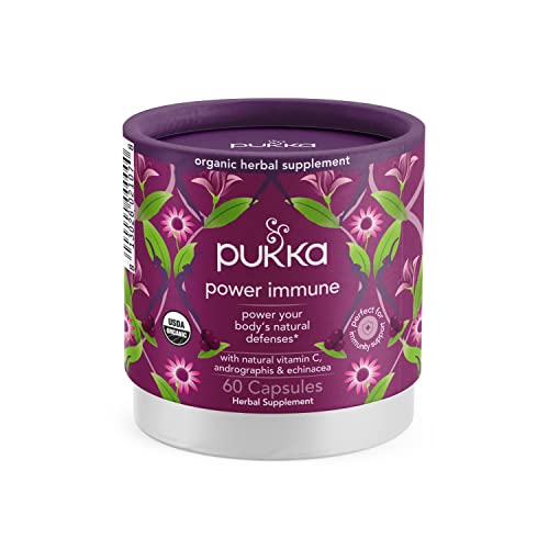 0813026021078 - PUKKA HERBS | POWER IMMUNE ORGANIC HERBAL SUPPLEMENT | NATURAL VITAMIN C FROM ACEROLA |ECHINACEA AND ANDROGRAPHIS| PERFECT FOR IMMUNE SYSTEM SUPPORT* | 60 CAPSULES | 1 MONTH SUPPLY