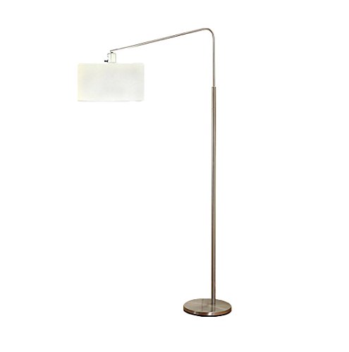 0813261020577 - ARTIVA USA 9419FGW MODERN, CONTEMPORARY 80-DEGREE MEDIUM ARCH BRUSHED STEEL FLOOR LAMP WITH WHITE SHADE, 64, BRUSHED STEEL