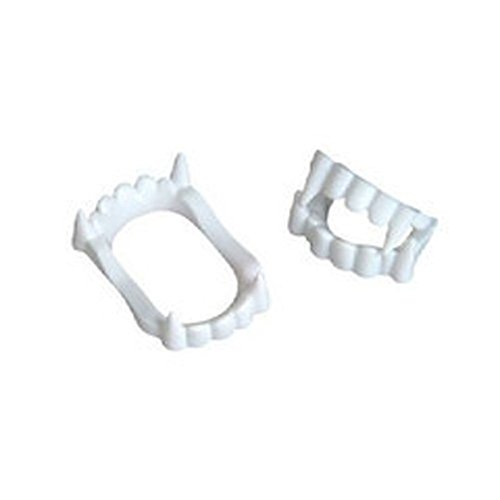 0813386009945 - 12 WHITE VAMPIRE FANGS, PLASTIC TEETH, COSTUME ACCESSORY PARTY FAVORS