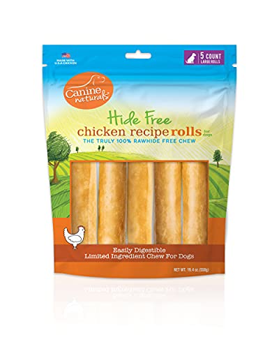 0813432012684 - CANINE NATURALS CHICKEN RECIPE CHEW - LARGE ROLL - 5 PACK | 100% RAWHIDE FREE DOG TREATS | MADE FROM USA RAISED CHICKEN | ALL-NATURAL AND EASILY DIGESTIBLE