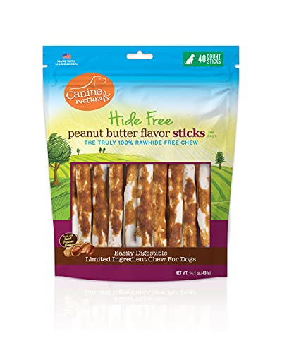 0813432012981 - CANINE NATURALS NATURAL PEANUT BUTTER CHEW - 5 STICK - 40 PACK | 100% RAWHIDE FREE DOG TREATS | MADE WITH REAL PEANUT BUTTER | ALL-NATURAL AND EASILY DIGESTIBLE