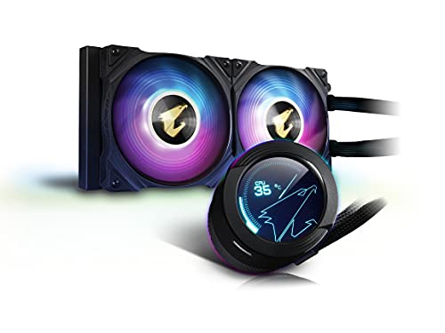0813567029724 - AORUS WATERFORCE X 240 AIO LIQUID CPU COOLER, 240MM RADIATOR WITH 2X 120MM ARGB FANS, ADJUSTABLE CIRCULAR LCD DISPLAY WITH MICRO SD SUPPORT AND RGB FUSION 2.0, GP-AORUS WATERFORCE X 240