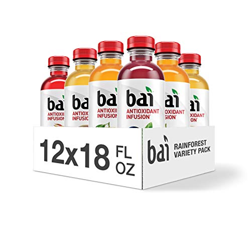 0813694024678 - BAI FLAVORED WATER, RAINFOREST VARIETY PACK, ANTIOXIDANT INFUSED DRINKS, 18 FLUID OUNCE BOTTLES, 12 COUNT, 3 EACH OF BRASILIA BLUEBERRY, COSTA RICA CLEMENTINE, MALAWI MANGO, SUMATRA DRAGONFRUIT