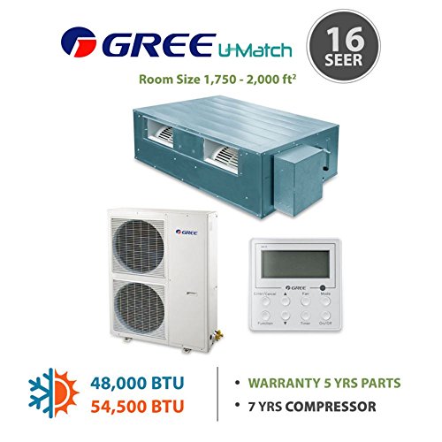 0813919029389 - GREE UMAT48HP230V1AD-S - 48,000 BTU 16 SEER CONCEALED DUCT MINI SPLIT AIR CONDITIONER WITH HEAT PUMP 220V