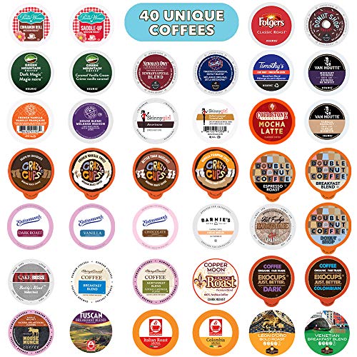 0813957026043 - COFFEE PODS VARIETY PACK SAMPLER, ASSORTED SINGLE SERVE COFFEE FOR KEURIG K CUPS COFFEE MAKERS, 40 UNIQUE CUPS