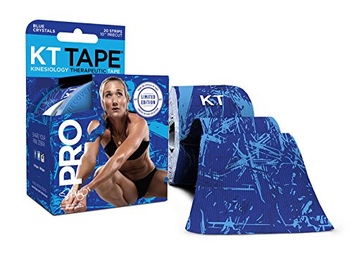 0814179020697 - KT TAPE PRO ELASTIC KINESIOLOGY THERAPEUTIC TAPE - 20 PRE-CUT 10-INCH STRIPS - BLUE ICE