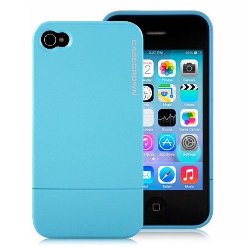 0814211011560 - CASECROWN METALLIC GLIDER CASE FOR APPLE IPHONE 4 AND 4S (AT&T, SPRINT, & VERIZON COMPATIBLE) - LIGHT BLUE