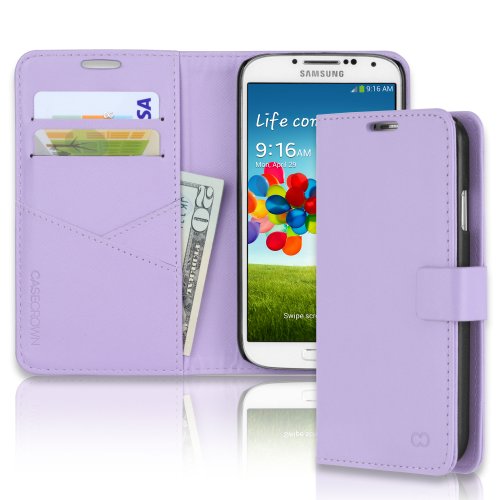 0814211014684 - SAMSUNG GALAXY S4 CASE, CASECROWN SAFFIANO GRAIN SYNTHETIC LEATHER WEEKENDER WALLET WITH CARD SLOTS (LAVENDER)