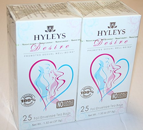 0814364014203 - HYLEYS DESIRE NATURAL SEXUAL WELL-BEING DESIRE TEA 25 TEABAGS PACK OF 2