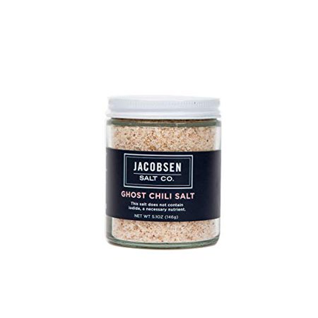 0814417020069 - JACOBSEN SALT CO, GOURMET INFUSED SEA SALT, HAND-HARVESTED IN NETARTS BAY, OR, MADE IN THE USA, GHOST CHILI FLAVOR 4.8 OZ (136 G) JAR