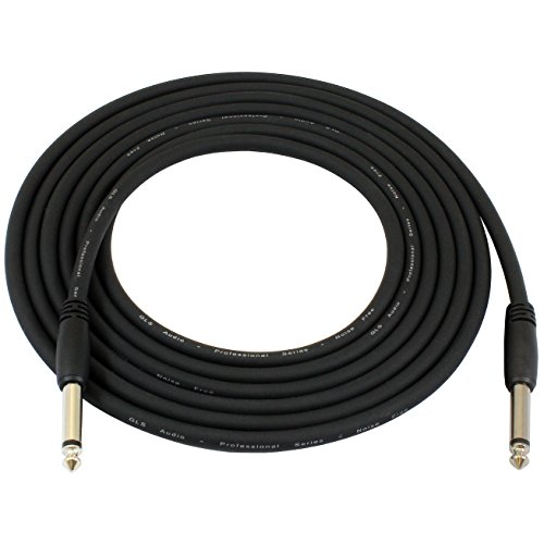 0814422014565 - GLS AUDIO 10 FOOT GUITAR INSTRUMENT CABLE SLIM-GRIP SERIES - 1/4 INCH TS TO 1/4 INCH TS BLACK RUBBER MOLDED PATCH CABLE - 10 FEET PRO CORD - SINGLE