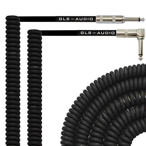 0814422014831 - GLS AUDIO 30 FOOT CURLY GUITAR INSTRUMENT CABLE - RIGHT ANGLE 1/4 INCH TS TO STRAIGHT 1/4 INCH TS 30 FT CORD 30 FEET PHONO 30' 6.3MM - SINGLE
