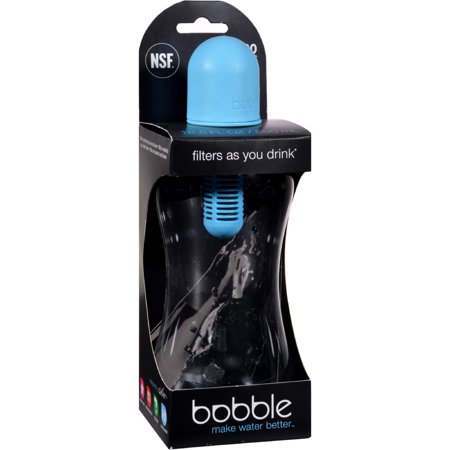 0814547025491 - BOBBLE WATER BOTTLE WITH CARRY TETHER CAP, BLUE, MEDIUM, 18.5 OUNCE