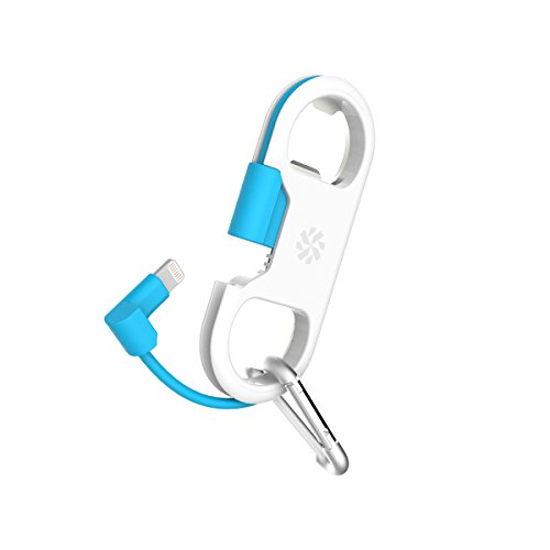 0814556017975 - KANEX APPLE CERTIFIED LIGHTNING TO USB PORTABLE 6 CABLE WITH BOTTLE OPENER COMPATIBLE WITH APPLE DEVICES-WHITE/BLUE