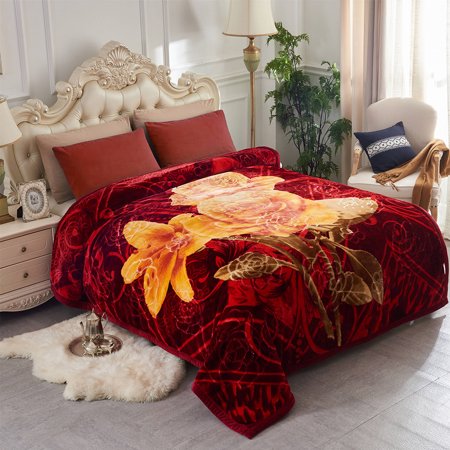0814731029601 - HEAVY THICK PLUSH VELVET KOREAN STYLE MINK BLANKET BY JML, TWO PLY REVERSIBLE RASCHEL BLANKET WITH ONE SIDE EMBOSSED, KING & QUEEN SIZE AVAILABLE (KING, RED)