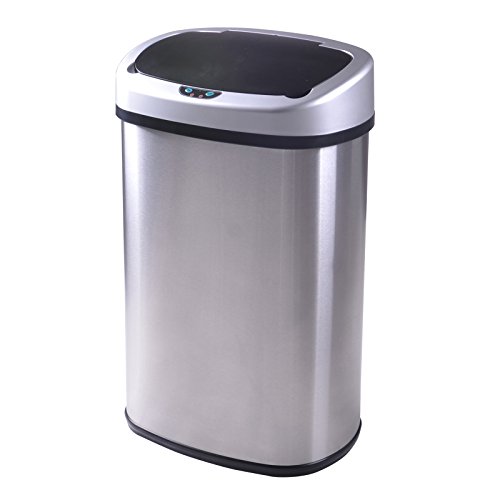 0814836015738 - BESTOFFICE TC-1350R 13-GALLON TOUCH-FREE SENSOR AUTOMATIC STAINLESS-STEEL TRASH CAN KITCHEN 50R