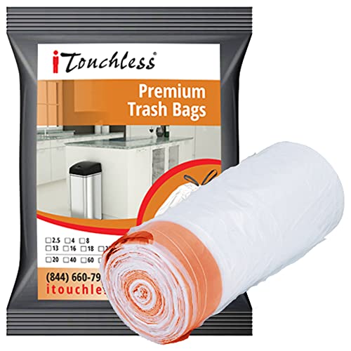 0814839027066 - ITOUCHLESS TALL 13 GALLON TRASH BAGS, 40 COUNT, STRONG BATHROOM KITCHEN GARBAGE CAN BIN LINERS, FOR RUBBISH RECYCLING COMPOST IN THE HOME, OFFICE, CLEAR