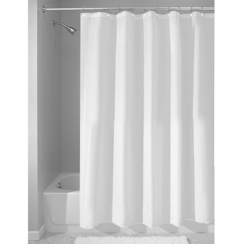 0081492146520 - INTERDESIGN MILDEW-FREE WATER-REPELLENT FABRIC SHOWER CURTAIN, 72-INCH BY 72-INCH, WHITE
