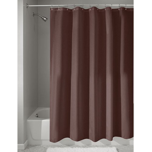 0081492149613 - INTERDESIGN MILDEW-FREE WATER-REPELLENT FABRIC SHOWER CURTAIN, LONG, 72-INCH BY 84-INCH, CHOCOLATE