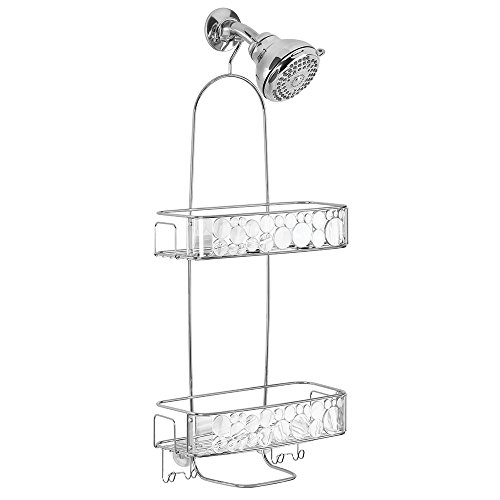 0081492310402 - INTERDESIGN BUBBLI BATHROOM SHOWER CADDY FOR TALL SHAMPOO'S AND CONDITIONERS, SOAP -EXTRA LONG, CLEAR/SILVER