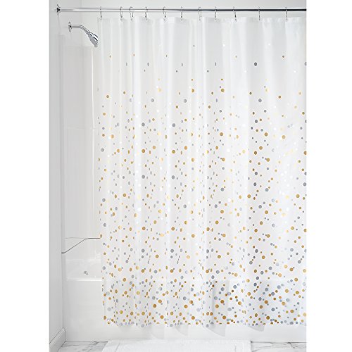 0081492367802 - INTERDESIGN DECORATIVE PEVA 3G SHOWER CURTAIN LINER, PVC-FREE, MOLD & MILDEW RESISTANT, ODORLESS, NO CHEMICAL SMELL - 72 X 72, CONFETTI - SILVER/GOLD