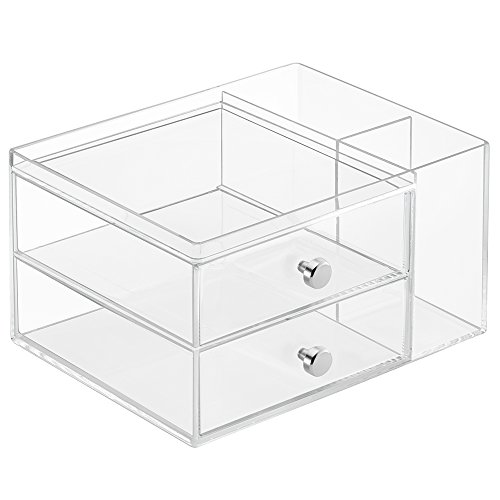0081492392606 - INTERDESIGN CLARITY COSMETIC ORGANIZER FOR VANITY CABINET TO HOLD MAKEUP, BEAUTY PRODUCTS - 2 DRAWER WITH SIDE CADDY, CLEAR