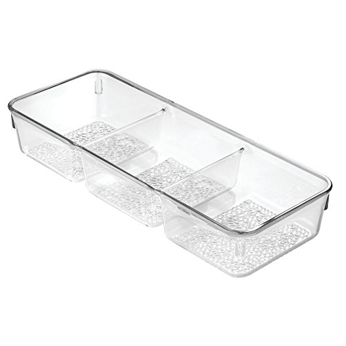 0081492489504 - INTERDESIGN RAIN COSMETIC ORGANIZER TRAY FOR VANITY CABINET TO HOLD MAKEUP, BEAUTY PRODUCTS - 3 COMPARTMENTS, CLEAR