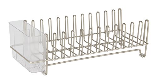 0081492601159 - INTERDESIGN CLASSICO COMPACT KITCHEN DISH DRAINER RACK FOR DRYING GLASSES, SILVERWARE, BOWLS, PLATES - SATIN/CLEAR