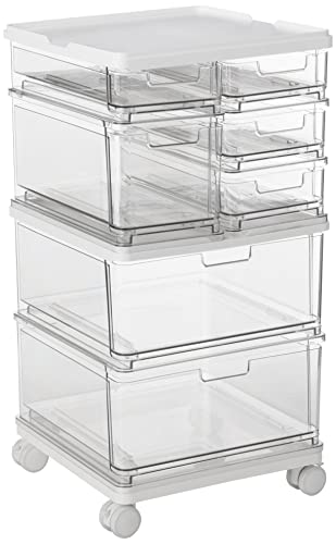 0081492954408 - IDESIGN THE SARAH TANNO COLLECTION 7-DRAWER STACKING COSMETIC ORGANIZER CART, CLEAR AND WHITE
