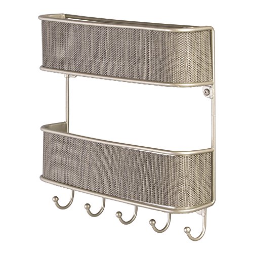0081492959786 - INTERDESIGN TWILLO MAIL, LETTER HOLDER, KEY RACK ORGANIZER FOR ENTRYWAY, KITCHEN - WALL MOUNT, 2 TIERS, PEARL CHAMPAGNE