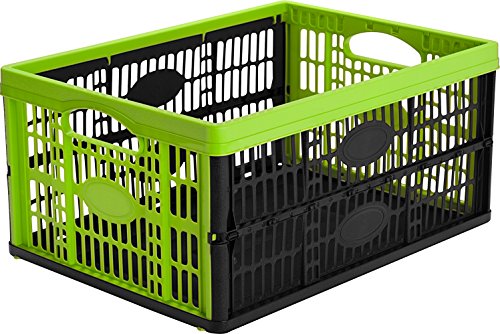 0814986020019 - CLEVERMADE CLEVERCRATES COLLAPSIBLE STORAGE CONTAINER, 32 LITER GRATED UTILITY CRATE, KIWI GREEN, 6 PACK