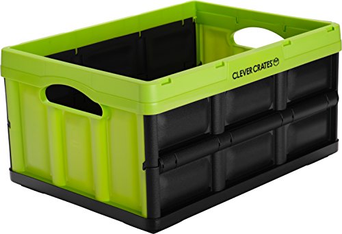 0814986020040 - CLEVERMADE CLEVERCRATES COLLAPSIBLE STORAGE CONTAINER, 32 LITER SOLID UTILITY CRATE, KIWI GREEN, 3 PACK