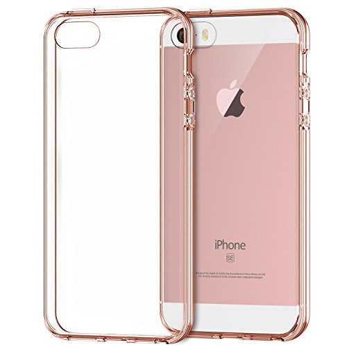 0815000021029 - IPHONE SE CASE, JETECH APPLE IPHONE SE/5S/5 CASE BUMPER COVER SHOCK-ABSORPTION BUMPER AND ANTI-SCRATCH CLEAR BACK FOR IPHONE 5 5S SE (ROSE GOLD)