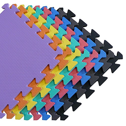 0815014017445 - WE SELL MATS - 1'X1' BLACK 16 SQURE FEET FOAM INTERLOCKING ANTI-FATIGUE KIDS PLAY ROOM GYM SOFT YOGA TRADE SHOW BASEMENT SQUARE FLOOR TILES BORDERS INCLUDED - SEVERAL COLORS TO CHOOSE FROM