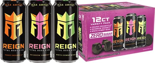 0815154025898 - REIGN TOTAL BODY FUEL, 3 FLAVOR VARIETY PACK, FITNESS & PERFORMANCE DRINK, 16 FL OZ (PACK OF 12)