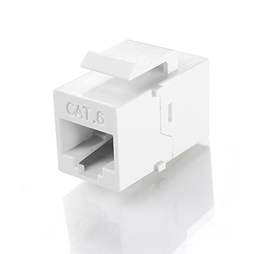 0815656023682 - TNP RJ45 KEYSTONE - CAT6 CAT5E CAT5 COMPATIBLE 8P8C ETHERNET NETWORK JACK INSERT SNAP IN ADAPTER CONNECTOR PORT INLINE COUPLER FOR WALL PLATE OUTLET PANEL (WHITE)