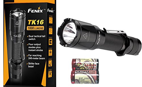 0815698012934 - BUNDLE: FENIX TK16 LED FLASHLIGHT 1000 LUMEN TK15 UPGRADE DUAL TACTICAL TAIL SWITCH WITH TWO CR123A BATTERIES