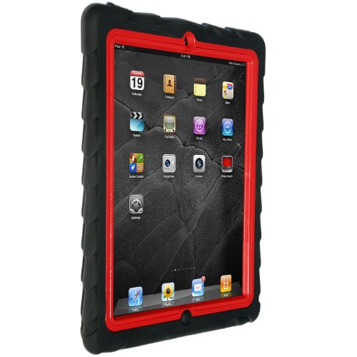 0815741012553 - APPLE IPAD 2 IPAD 3 IPAD 4 DROP TECH RED GUMDROP CASES SILICONE RUGGED SHOCK ABSORBING PROTECTIVE DUAL LAYER COVER CASE