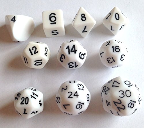 0816178016473 - 10 UNUSUAL DICE SET APPROVED FOR USE WITH FREEBLADES - WHITE
