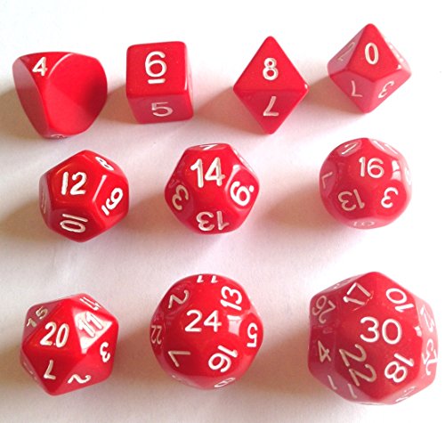 0816178016527 - 10 UNUSUAL DICE SET APPROVED FOR USE WITH FREEBLADES - RED