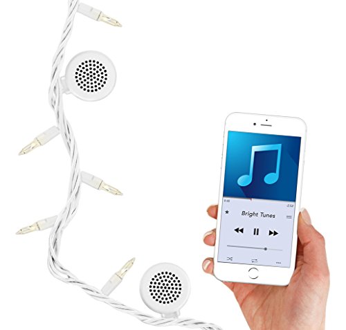 0816203016096 - INNOVATIVE TECHNOLOGY BRT-200-WG BRIGHT TUNES DECORATIVE STRING LIGHT WITH BLUETOOTH SPEAKERS, WHITE, 26-FEET