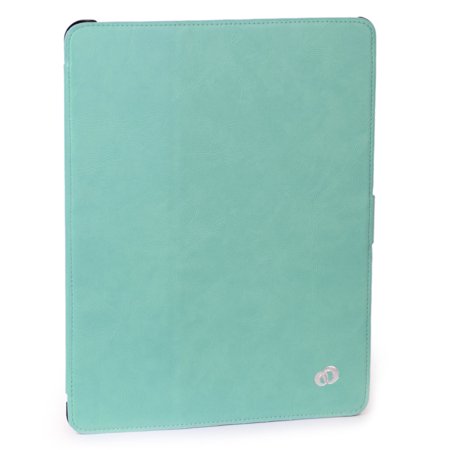 0816241012630 - KROO IPAD LEATHER TRI-PAD SHELL WITH BUILT-IN KICK-STAND AND MAGNETIC SLEEP MODE FEATURE, BABY BLUE