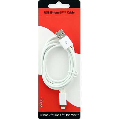 0816281011020 - ZIPKORD 100IP5 NON-RETRACTABLE SYNC CABLE FOR IPHONE 5 - RETAIL PACKAGING - WHITE