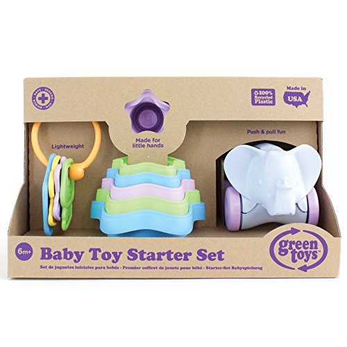 0816409012366 - GREEN TOYS BABY TOY STARTER SET (FIRST KEYS, STACKING CUPS, ELEPHANT)