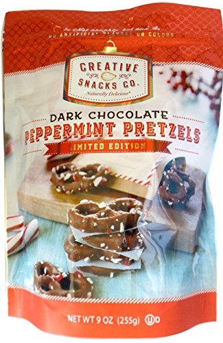0816512015070 - DARK CHOCOLATE PEPPERMINT PRETZELS - LIMITED EDITION - 9OZ RESEALABLE BAG