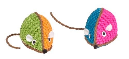 0816619014730 - BOSS PET CHOMPER KYLIE'S BRITES TWO-TONE RAFFIA MOUSE TOY FOR PETS, ASSORTED COLORS