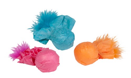 0816619016116 - BOSS PET CHOMPER KYLIE'S BRITES 3-PIECE PAPER BALL RATTLERS TOY WITH FEATHER FOR PETS