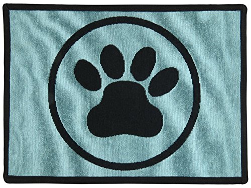 0081675463741 - PB PAWS PET COLLECTION BY PARK B. SMITH PB PAWS TAPESTRY INDOOR OUTDOOR PET MAT, AQUAMARINE, 13 X 19