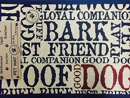0081675476697 - PB PAWS PET COLLECTION BY PARK B. SMITH GOOD DOG TAPESTRY INDOOR OUTDOOR PET MAT, CREAM, 13 X 19