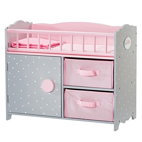 0816780020509 - OLIVIA'S LITTLE WORLD POLKA DOTS PRINCESS BABY DOLL CRIB WITH CABINET AND CUBBY